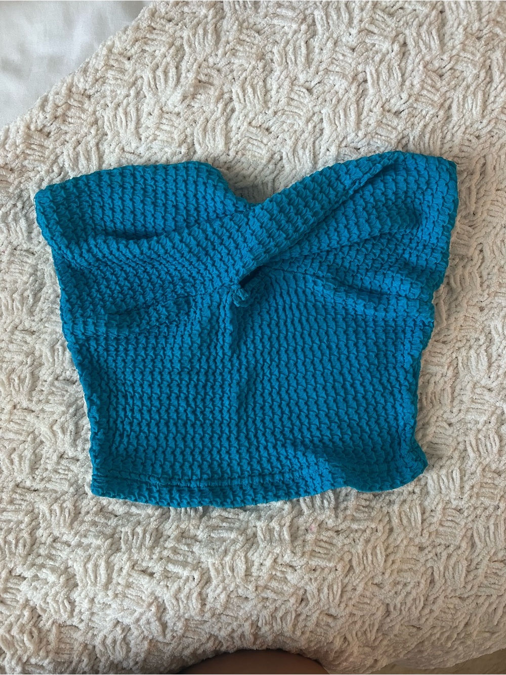 Strapless Textured Blue Tube Top
